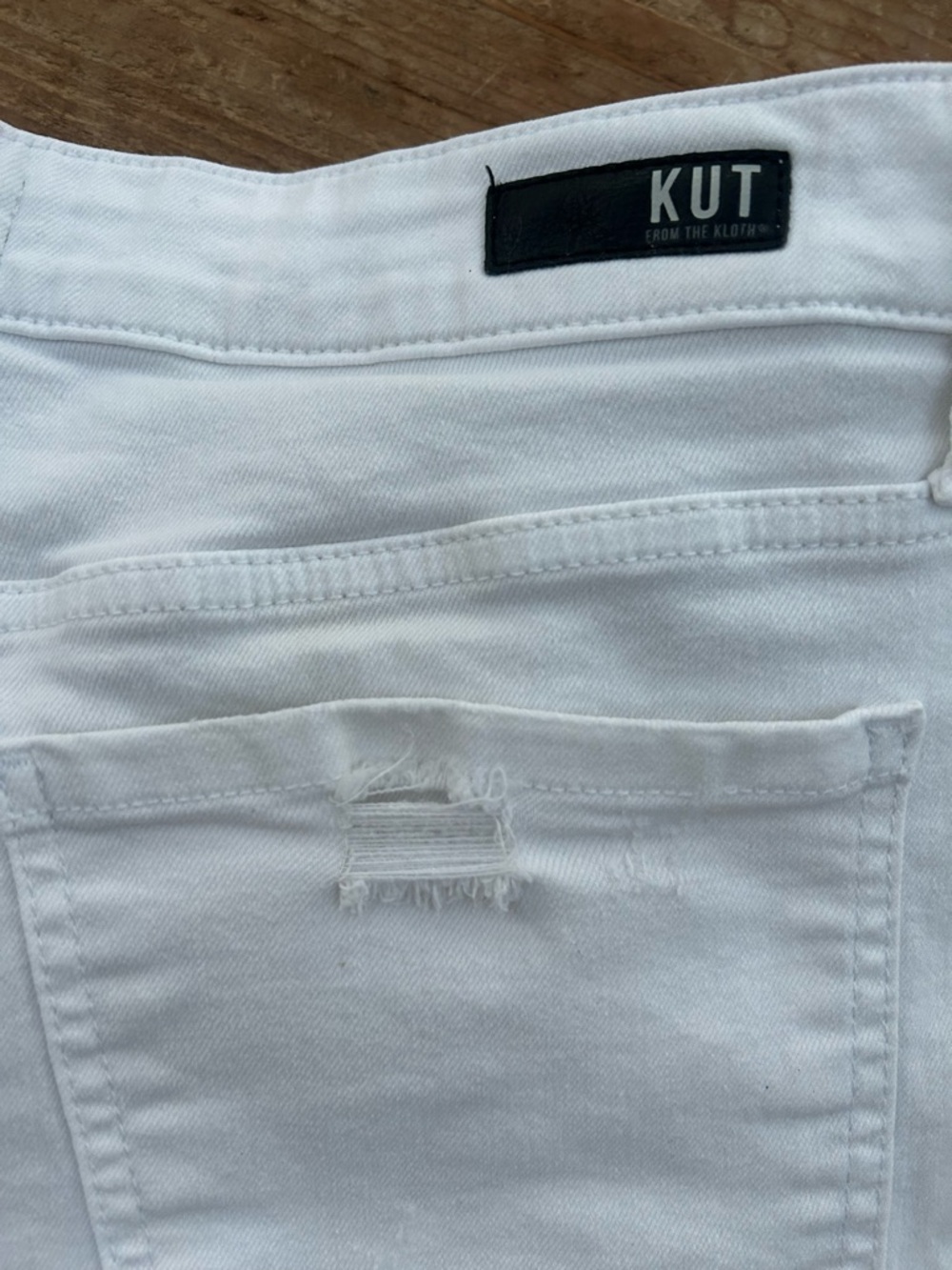 Kut from the Kloth White Frayed Denim Shorts - Picture 3 of 8